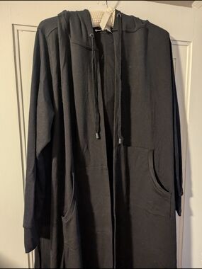 Cyrus Women's Black Hooded Open Cardigan